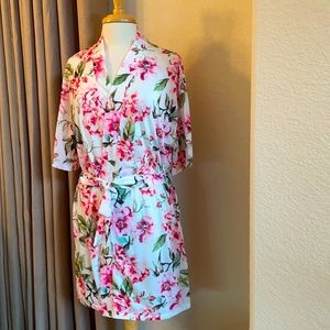 Floral Print Cotton Knit Robe
